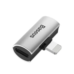 Adapter: Baseus L46 - 2in1 Audio + töltő (Lightning) adapter iPhone készülékekhez, ezüst/fekete-1