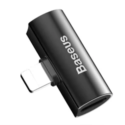 Adapter: Baseus L46 - 2in1 Audio + töltő (Lightning) adapter iPhone készülékekhez, fekete-2