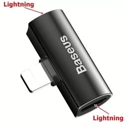 Adapter: Baseus L46 - 2in1 Audio + töltő (Lightning) adapter iPhone készülékekhez, fekete-3
