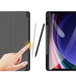 Samsung Galaxy Tab S9 FE 10,9 coll Tablettok (SM-X510, SM-X516) - DUX DUCIS DOMO fekete smart case ceruza tartóval-2