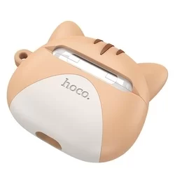 Headset: HOCO EW46 - fehér bluetooth headset, töltő tokkal + szilikon macska tok-2
