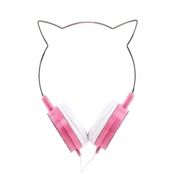 Headset: Cat YLFS-22 - pink / csillámos vezetékes fejhallgató (3,5 mm jack)-1