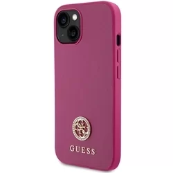 Telefontok iPhone 15 - GUESS 4G Strass Metal Logo - Pink hátlap tok-1