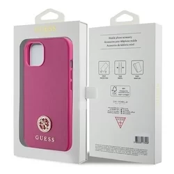 Telefontok iPhone 15 - GUESS 4G Strass Metal Logo - Pink hátlap tok-7