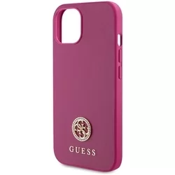 Telefontok iPhone 15 - GUESS 4G Strass Metal Logo - Pink hátlap tok-6