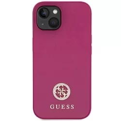 Telefontok iPhone 15 - GUESS 4G Strass Metal Logo - Pink hátlap tok-2