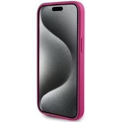 Telefontok iPhone 15 - GUESS 4G Strass Metal Logo - Pink hátlap tok-4