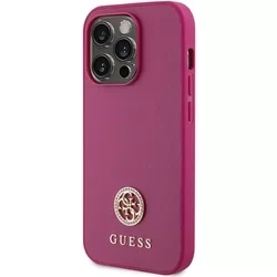 Telefontok iPhone 15 Pro Max - GUESS 4G Strass Metal Logo - Pink hátlap tok-1
