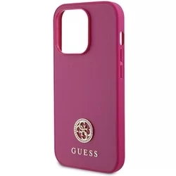 Telefontok iPhone 15 Pro Max - GUESS 4G Strass Metal Logo - Pink hátlap tok-5