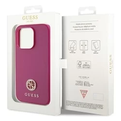 Telefontok iPhone 15 Pro Max - GUESS 4G Strass Metal Logo - Pink hátlap tok-7