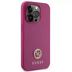 Telefontok iPhone 15 Pro Max - GUESS 4G Strass Metal Logo - Pink hátlap tok-3