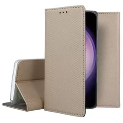 Telefontok Samsung Galaxy S23 FE 5G - arany mágneses szilikon keretes könyvtok-3