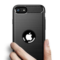 Telefontok iPhone SE3 2022 - Forcell Carbon Fiber fekete szilikon tok-1