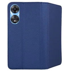 Telefontok Oppo A78 5G - kék mágneses szilikon keretes könyvtok-1
