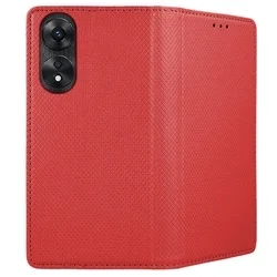 Telefontok Oppo A78 5G - piros mágneses szilikon keretes könyvtok-2