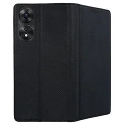 Telefontok Oppo A78 5G - fekete mágneses szilikon keretes könyvtok-1
