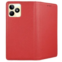 Telefontok Realme C53 - piros mágneses szilikon keretes könyvtok-1