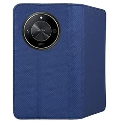 Honor X50 5G Telefontok - kék mágneses szilikon keretes könyvtok-2