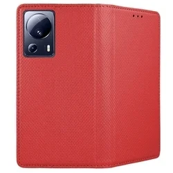 Telefontok Xiaomi 13 Lite - piros mágneses szilikon keretes könyvtok-2