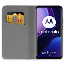Telefontok Motorola Edge 40 5G - fekete mágneses szilikon keretes könyvtok-1