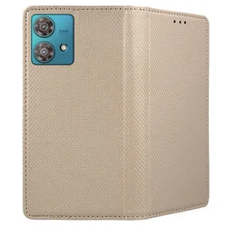 Motorola Edge 40 Neo Telefontok - arany mágneses szilikon keretes könyvtok-2