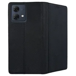 Telefontok Motorola Moto G84 5G - fekete mágneses szilikon keretes könyvtok-1