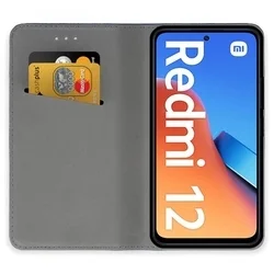 Xiaomi Redmi 12 Telefontok - fekete mágneses szilikon keretes könyvtok-1