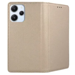 Xiaomi Redmi 12 Telefontok - arany mágneses szilikon keretes könyvtok-2