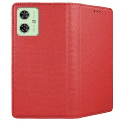 Telefontok Motorola Moto G54 5G / G54 Power 5G - piros mágneses szilikon keretes könyvtok-1