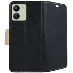 Xiaomi Redmi 13C Telefontok - Fancy fekete/arany mágneses szilikon keretes könyvtok-1