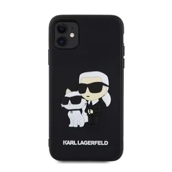 Telefontok iPhone 11 - Karl Lagerfeld - Karl & Choupette - hátlap tok, fekete-2