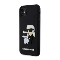 Telefontok iPhone 11 - Karl Lagerfeld - Karl & Choupette - hátlap tok, fekete-1