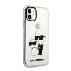 Telefontok iPhone 11 - Karl Lagerfeld - Karl & Choupette - hátlap tok, átlátszó csillámos-1