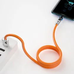 Kábel: Dudao L24CC - Type-C / Type-C (USB-C) 180 fokban forgatható fejjel, sárga kábel 1m, 120W-1