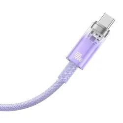 BASEUS - USB / Type-C (USB-C) lila szövet kábel 100W, 1m -2
