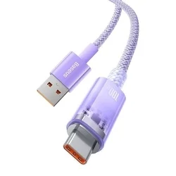 BASEUS - USB / Type-C (USB-C) lila szövet kábel 100W, 1m -1