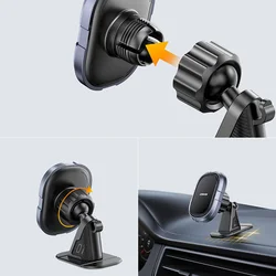 Joyroom Zs311 - műszerfalra helyezhető fekete, 360°-ban elforgatható mágneses autós tartó-2