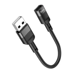 Adapter: HOCO U107 - USB (apa) / Type-C (USB-C) szövetkábel fekete, 10cm OTG-1