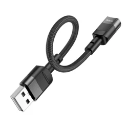 Adapter: HOCO U107 - USB (apa) / Type-C (USB-C) szövetkábel fekete, 10cm OTG-2