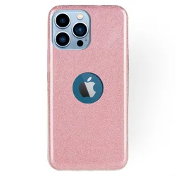 iPhone 14 Pro Telefontok - Pink Shiny tok (Apple logónál kivágással)-1