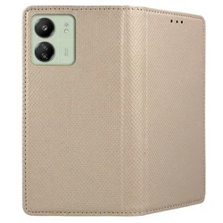 Xiaomi Poco C65 Telefontok - arany mágneses átlátszó szilikon keretes könyvtok-2