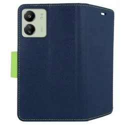 Xiaomi Poco C65 Telefontok - Fancy kék/zöld mágneses szilikon keretes könyvtok-1