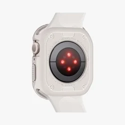 Apple Watch 4 / 5 / 6 / 7 / 8 / 9 / SE (44 / 45 mm) okosóra tok - SPIGEN RUGGED ARMOR bézs szilikon tok-1