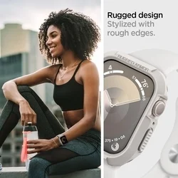 Apple Watch 4 / 5 / 6 / 7 / 8 / 9 / SE (44 / 45 mm) okosóra tok - SPIGEN RUGGED ARMOR bézs szilikon tok-4