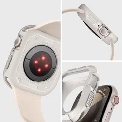 Apple Watch 4 / 5 / 6 / 7 / 8 / 9 / SE (44 / 45 mm) okosóra tok - SPIGEN RUGGED ARMOR bézs szilikon tok-5