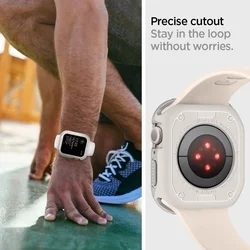 Apple Watch 4 / 5 / 6 / 7 / 8 / 9 / SE (44 / 45 mm) okosóra tok - SPIGEN RUGGED ARMOR bézs szilikon tok-6