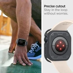 Apple Watch 4 / 5 / 6 / 7 / 8 / 9 / SE (44 / 45 mm) okosóra tok - SPIGEN RUGGED ARMOR sötétszürke szilikon tok-4