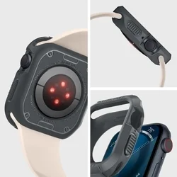 Apple Watch 4 / 5 / 6 / 7 / 8 / 9 / SE (44 / 45 mm) okosóra tok - SPIGEN RUGGED ARMOR sötétszürke szilikon tok-6
