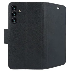 Samsung Galaxy A14 4G / LTE (A145) Telefontok - FANCY fekete szilikon keretes könyvtok-1