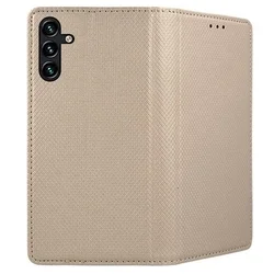 Samsung Galaxy A25 5G Telefontok - arany mágneses szilikon keretes könyvtok-2